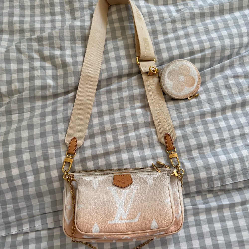 Louis Vuitton Tan and White Crossbody Bag